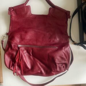 Elegant Red Leather Tote Bag